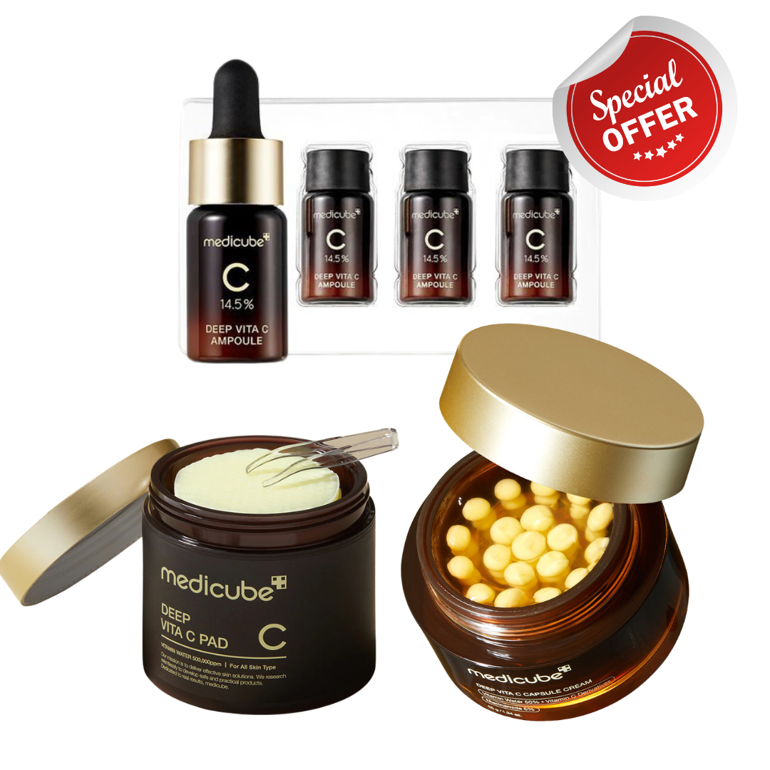 Medicube Deep Vita C Trio (Ampoule + Capsule Cream + Toner Pads)